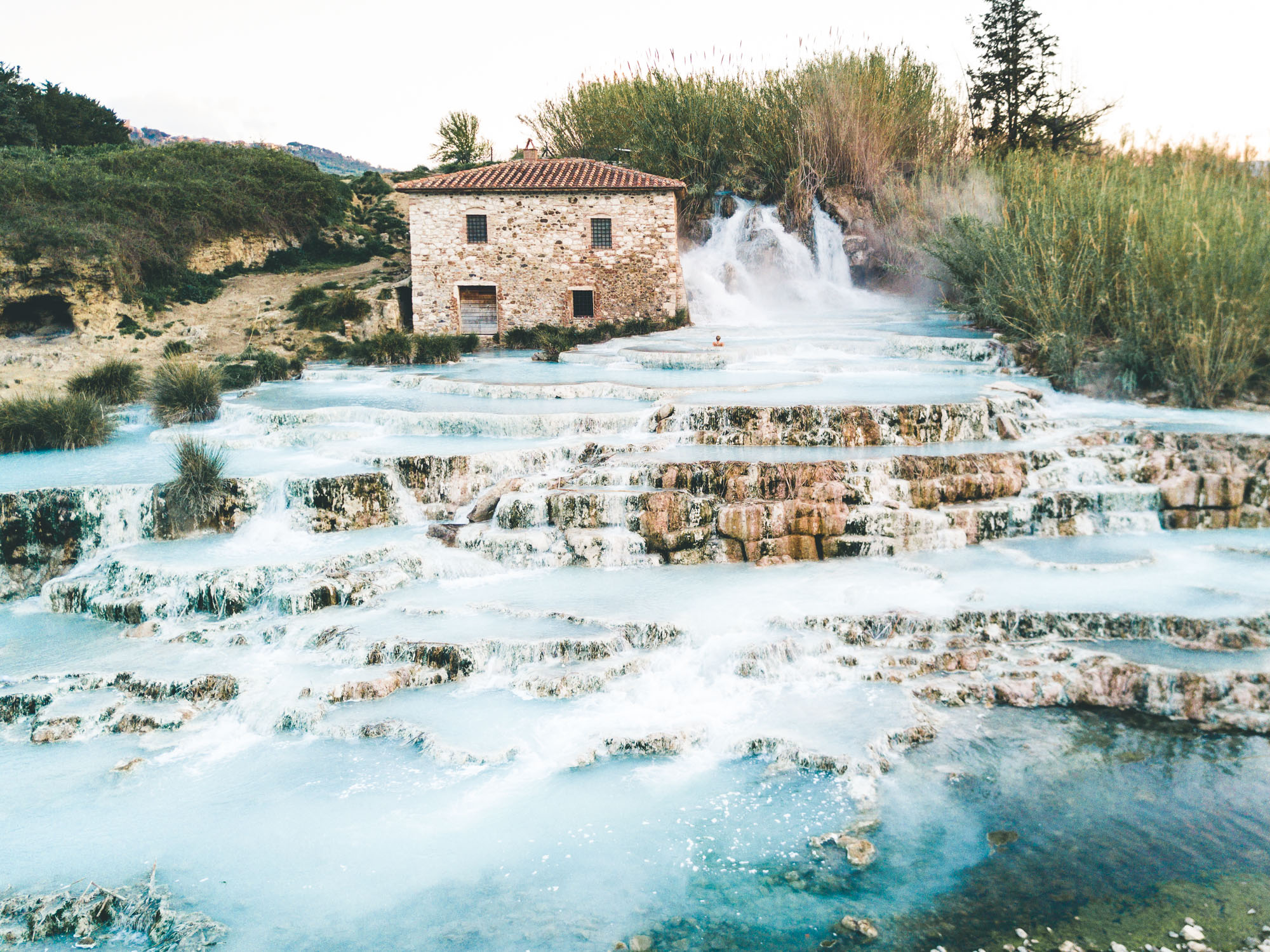 A natural thermal bath mineral hot springs in Tuscany, Italy