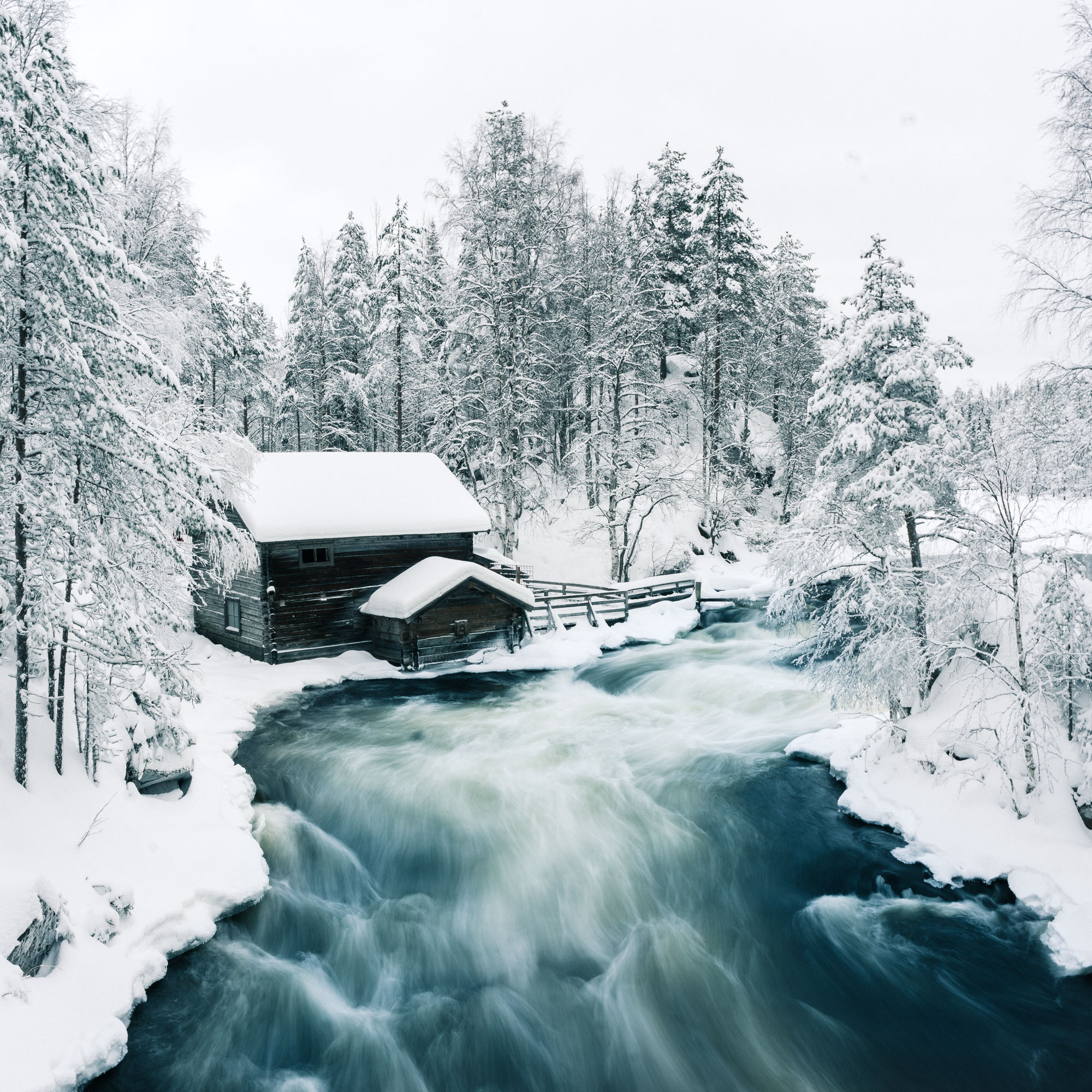 Log Cabin Oulanka National Park Finland in winter