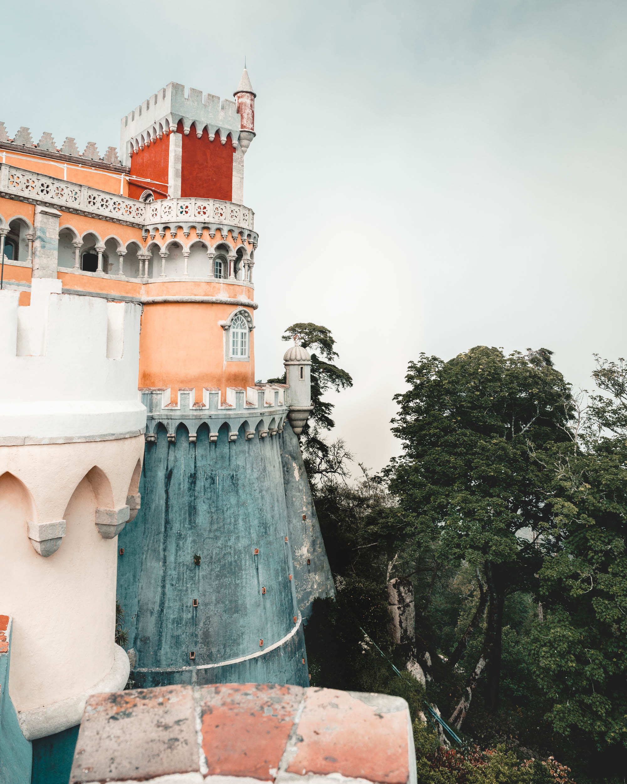 Pena palace, the colorful castle a day trip away from Lisbon in Sintra, Portugal