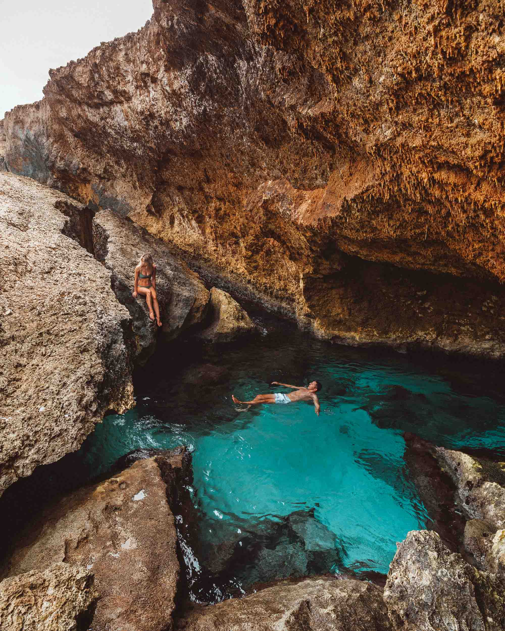 Natural swimming hole in Aruba via Find Us Lost