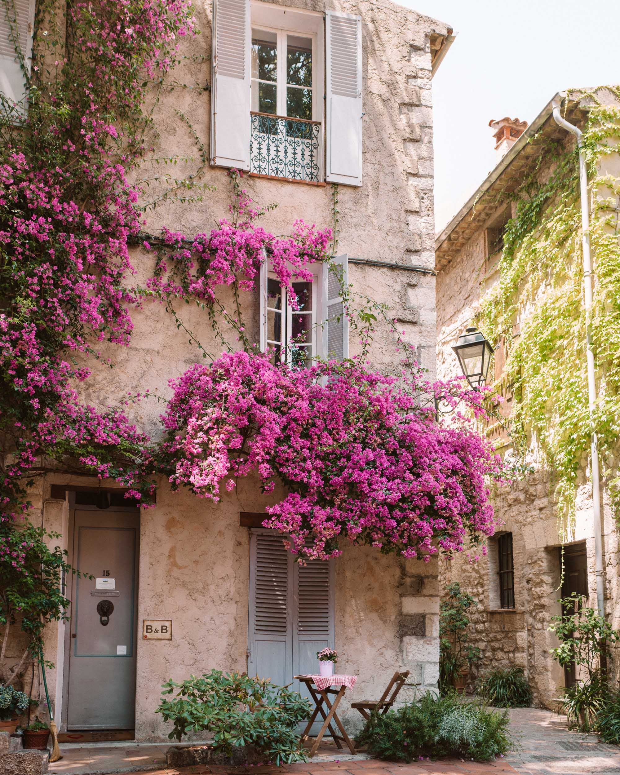 Flower covered walls in Antibes French Riviera
