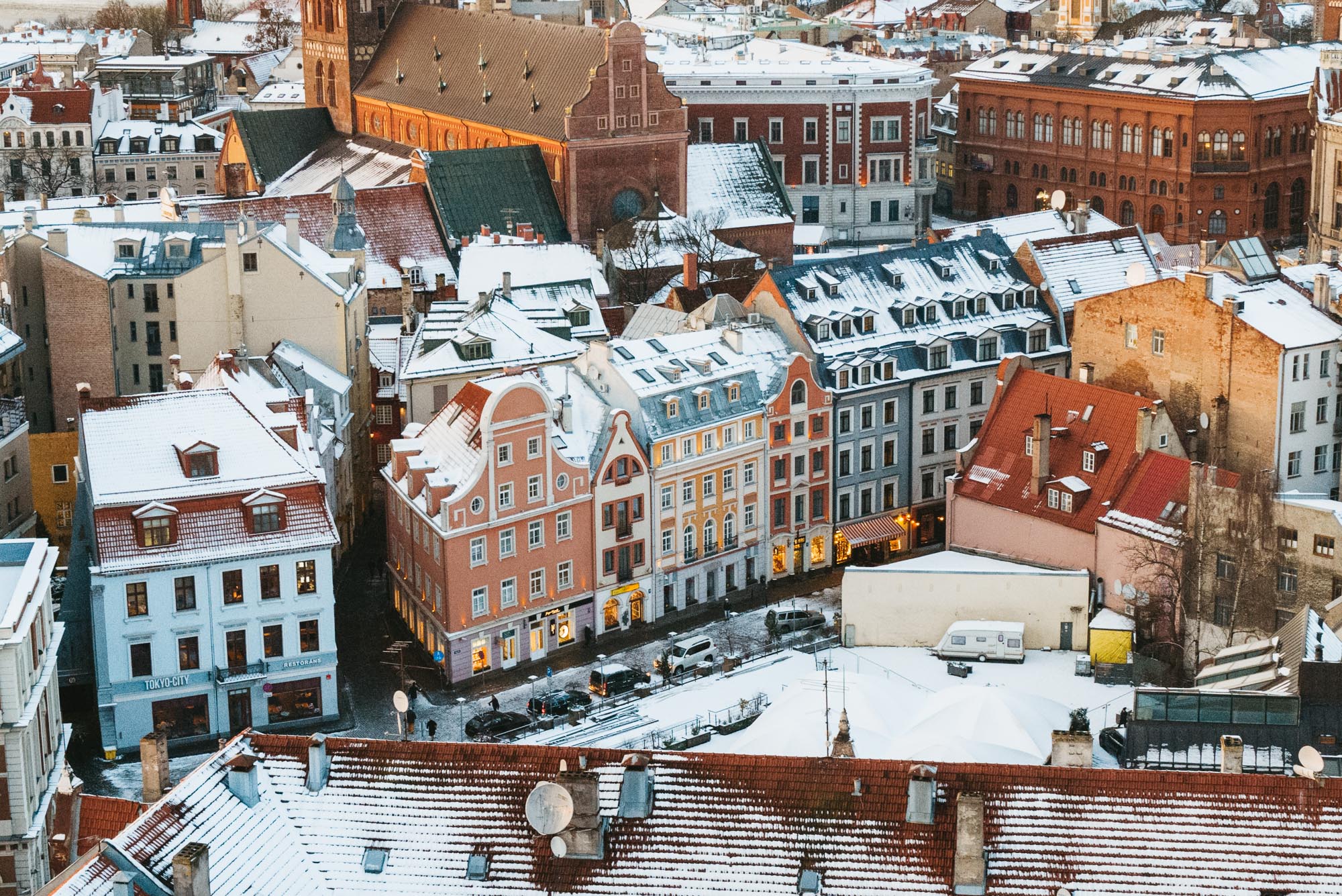 Riga Latvia St Peters Church View Near Christmas Market in Winter via @finduslost