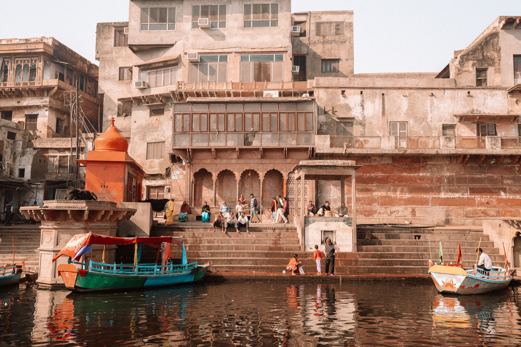 View of Mathura, India riverbank during Holi festivfal via @finduslost
