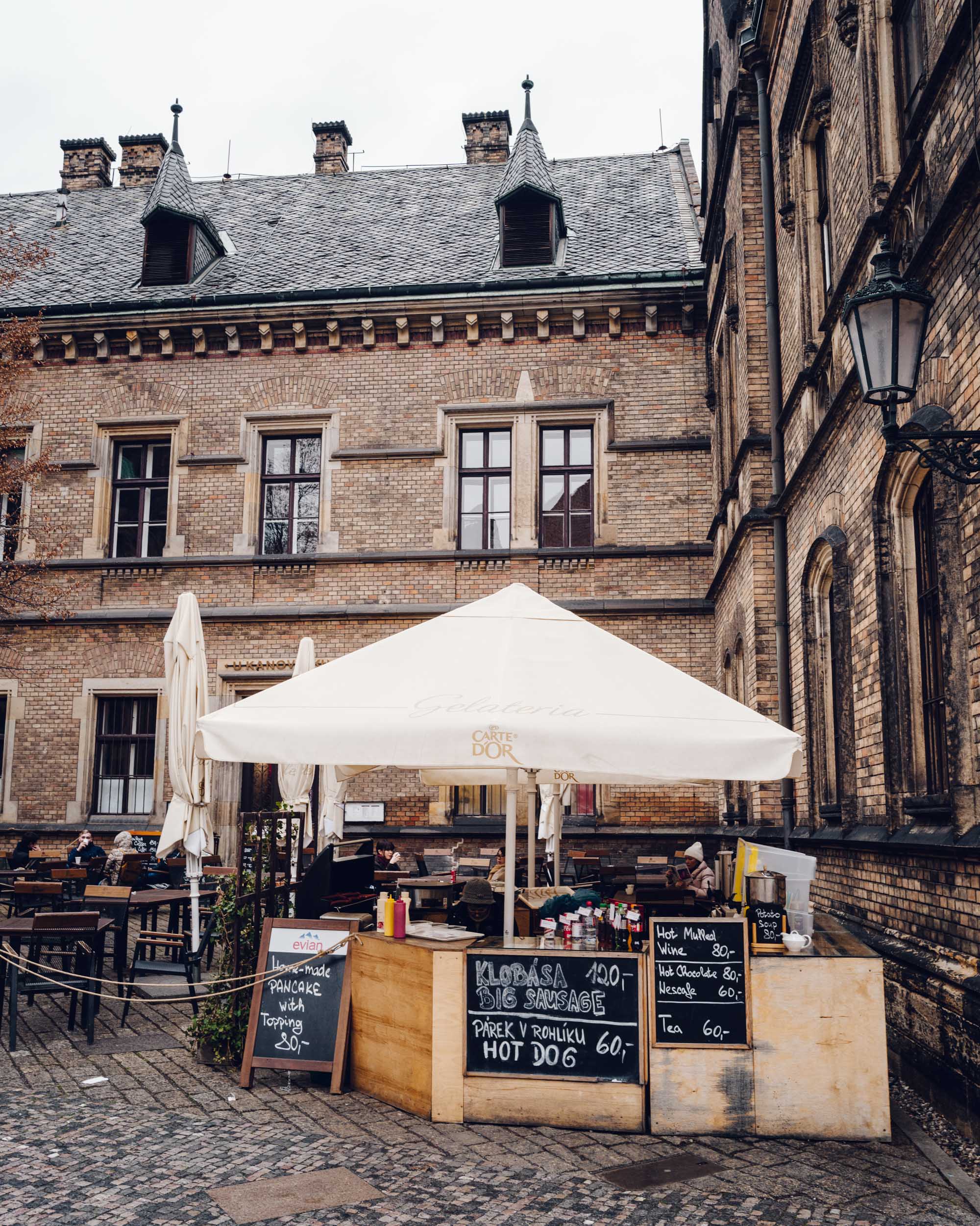 Outdoor cafe near Prague Castle in Czech Republic