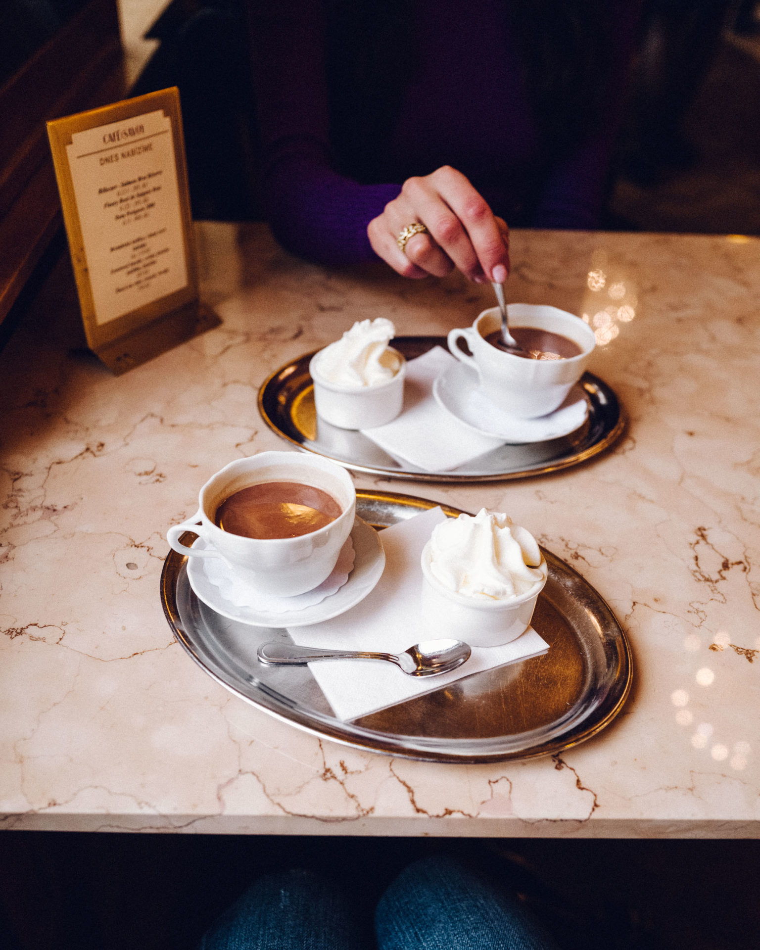 Hot chocolate at Cafe Savoy in Prague, Czech Republic