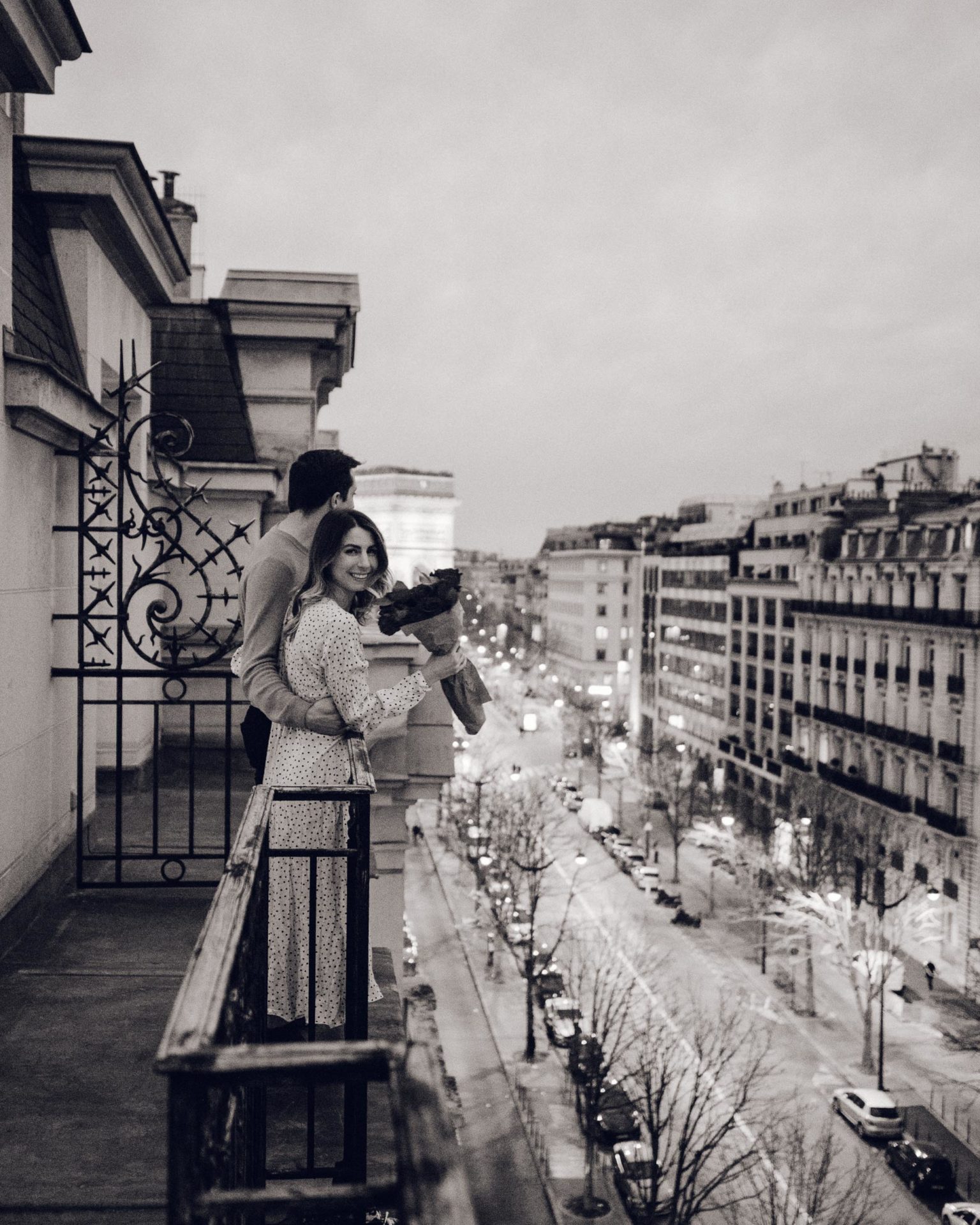 Sunset from our balcony at Le Royal Monceau Hotel in Paris for Valentine's Weekend