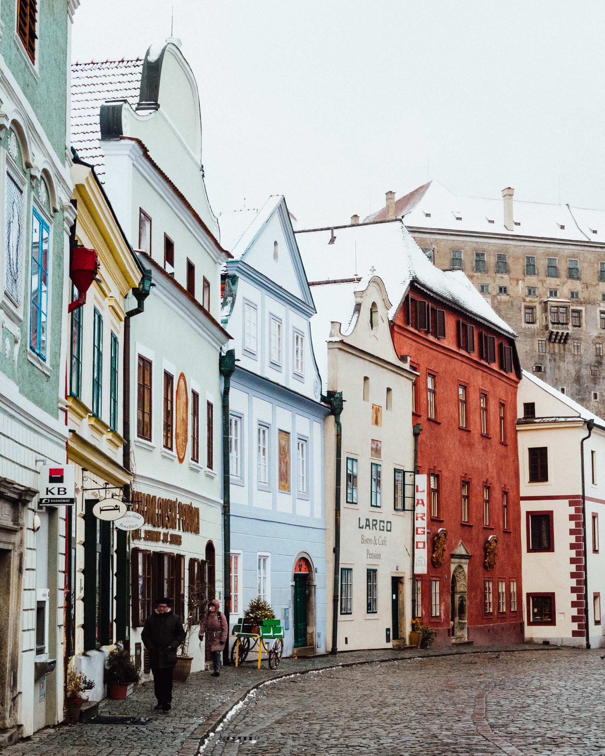 Colorful buildings medieval architecture in cesky krumlov czech republic